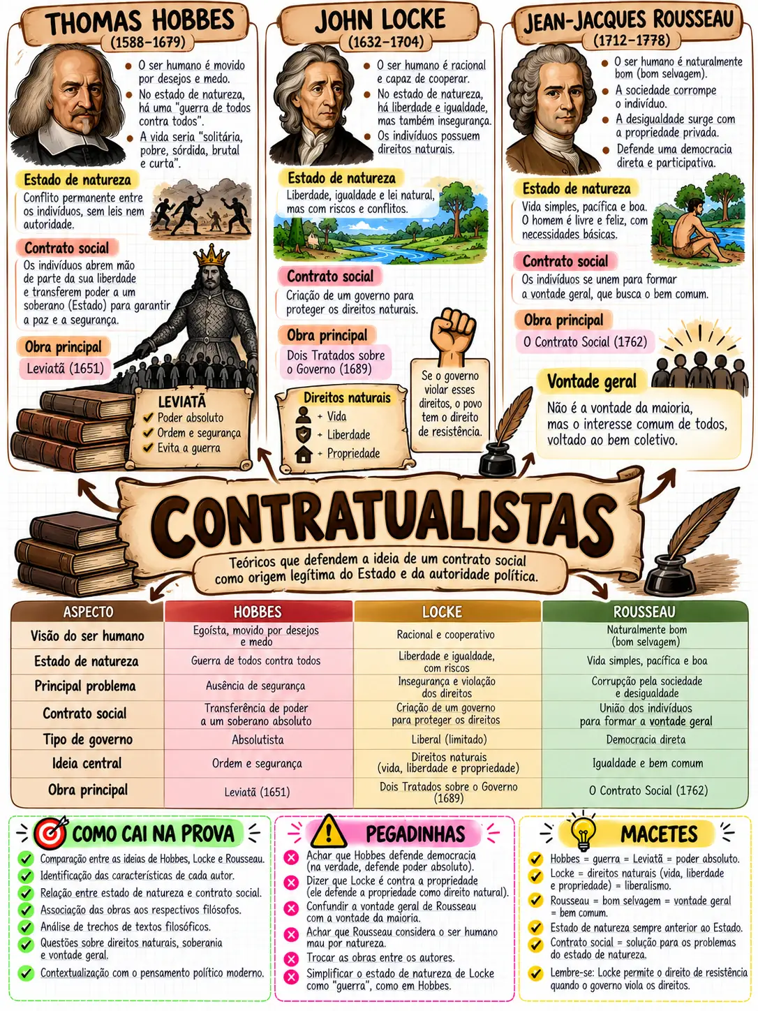 Mapa mental dos Contratualistas